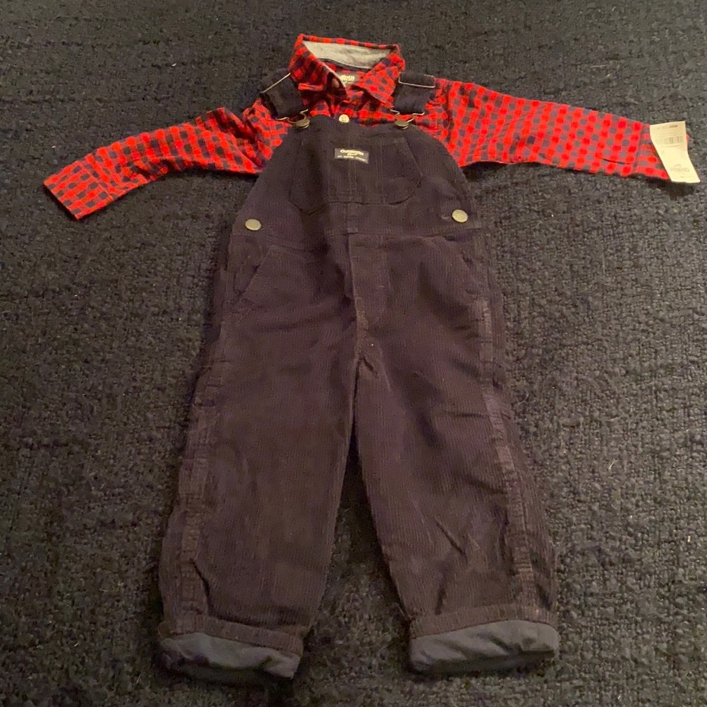 Oshkosh flannel and overall set